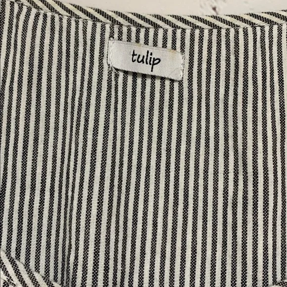 Tulip Maria Lagenlook Knot-Detail Dress in Black and White Stripe Tunic Dress M - Picture 3 of 7